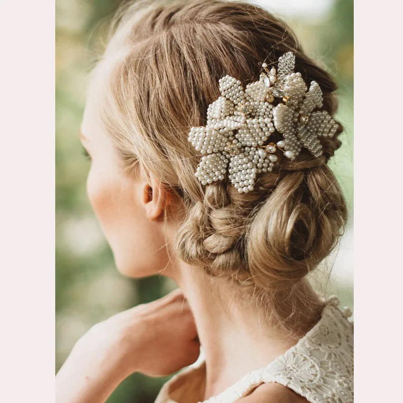 Hair Ornaments Wedding Hair Accessories Pearls Floral Headdress