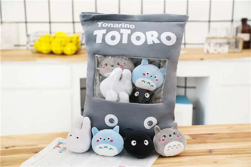 Bolsa de Totoro Grande Pudim Bolsa Totoro Travesseiro Boneca pp Algodão Macio Almofada Simulação Petiscos Inovadores um 8 Pçs 11 Almofadas de pelúcia
