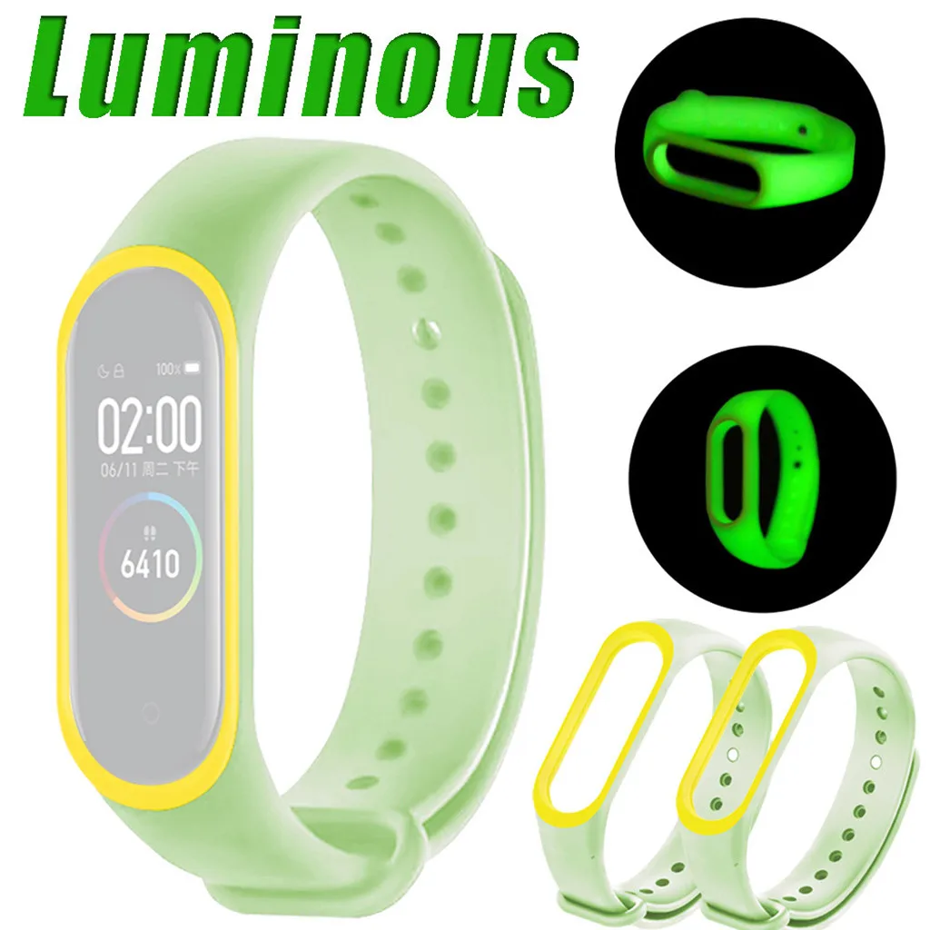 

2019 New Luminous Silicon Soft Wrist Strap Watch Band Replacement For XIAOMI MI Band 4 Bracelet Band Smart Watch Accessory