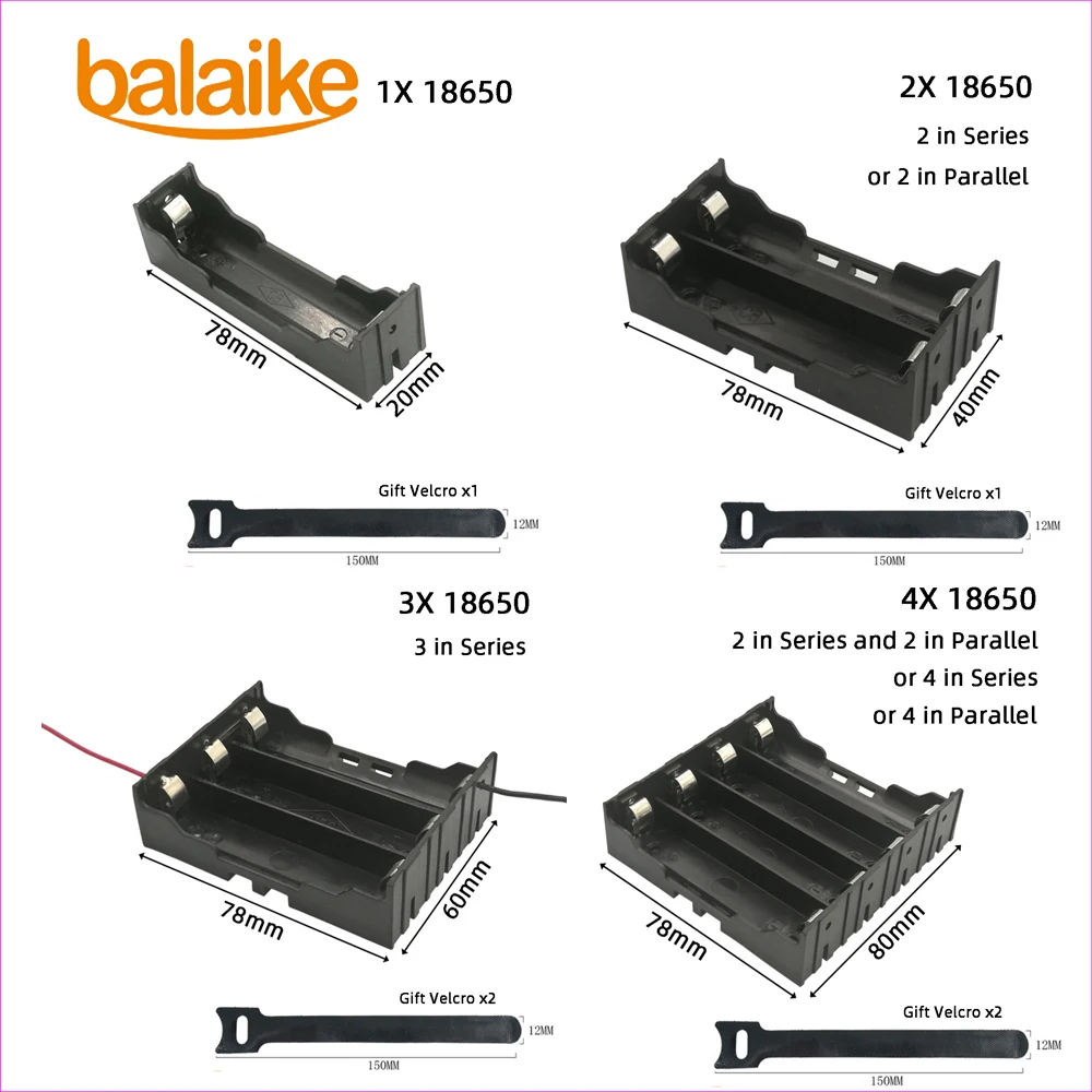 Balaike черный Пластик 1x2x3x4x18650 Батарея ящик для хранения чехол на возраст 1 2 3 4 слот