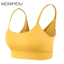 NORMOV однотонный спортивный бюстгальтер пуш-ап, бюстгальтер для йоги, одежда для фитнеса, Женский Топ без косточек, бесшовное нижнее белье, спортивная одежда для женщин, 4 цвета