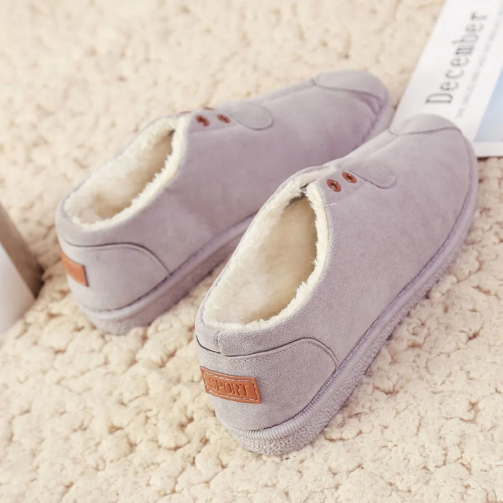 YOUBROER Winter Heat Female Cotton-padded Shoes Flat Bottom Is Nonslip Add Fleecy Cotton-padded Shoes Wool Shoe Low Upper Shoe