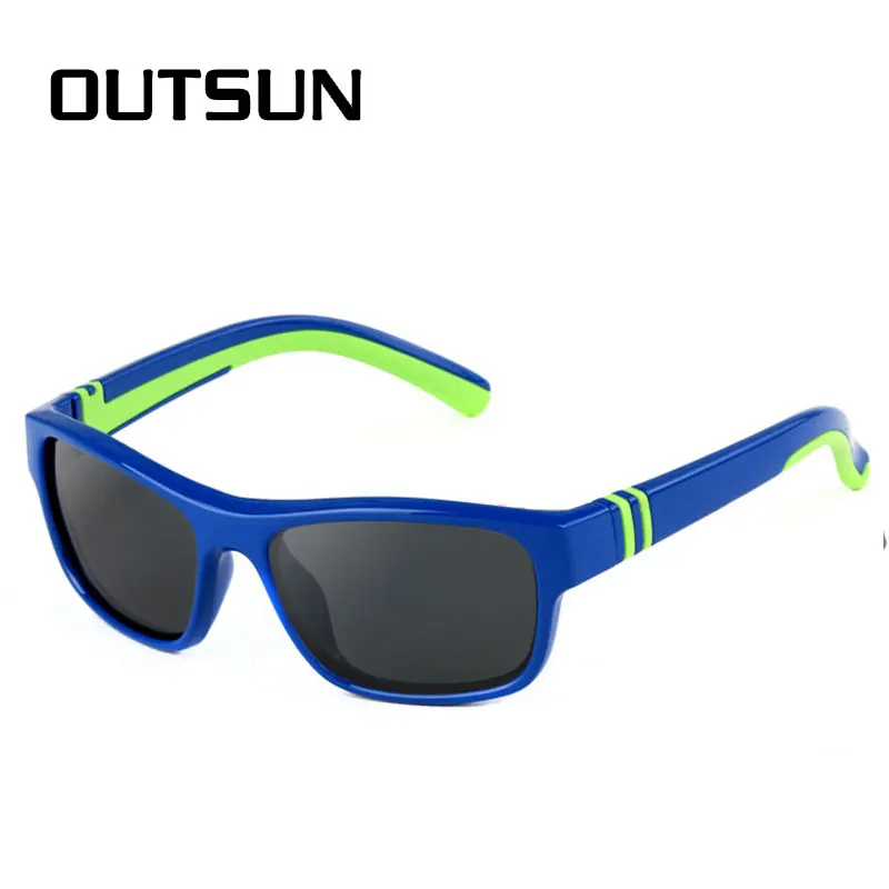 OUTSUN, мягкие резиновые детские поляризованные солнцезащитные очки, фирменный дизайн, TR90, резиновая оправа, UV400, полароидные линзы, солнцезащитные очки, оттенки