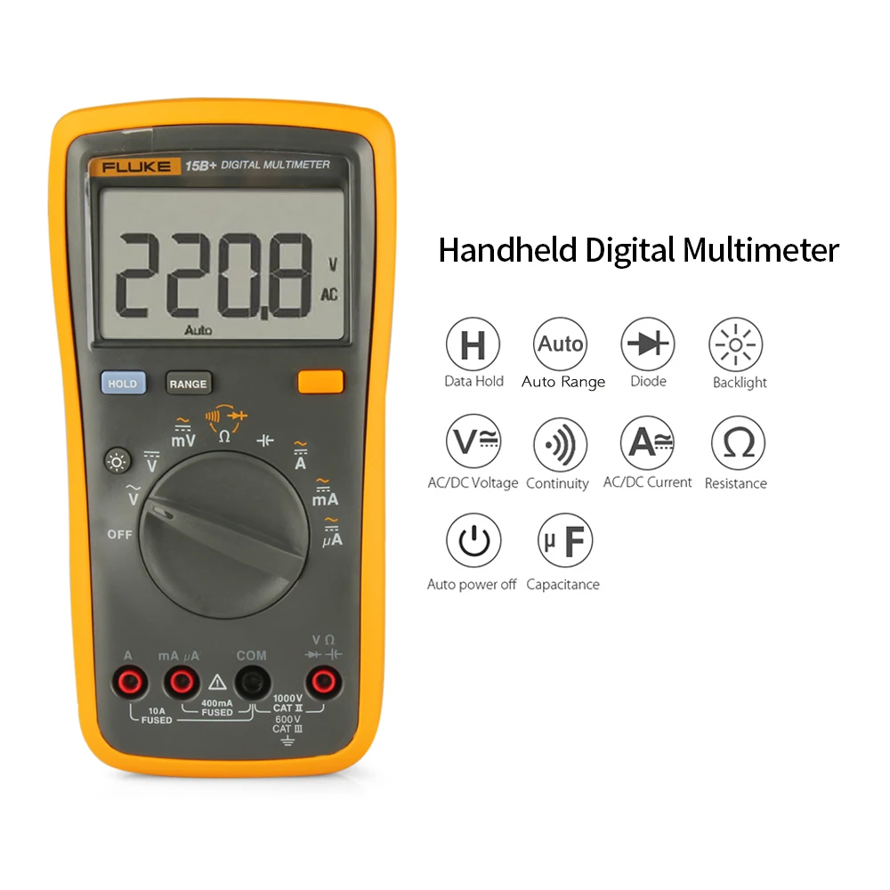 Цифровой мультиметр FLUKE, профессиональный Вольтметр переменного/постоянного тока, амперметр, емкость диода, тест на непрерывность, конденсатор, тест er, мини мультиметр