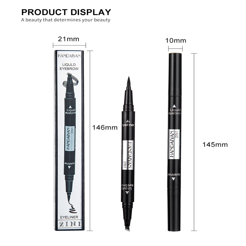 Прямая поставка 1 шт. HANDAIYAN двойной конец 2 в 1 Татуировка чернила для бровей ручка для бровей Макияж косметические карандаши Водостойкая Подводка для глаз жидкость