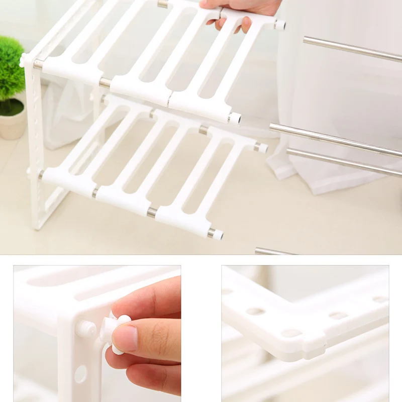 

Hot Adjustable 2 Tier Under Sink Shelf Storage Rack Holder For Kitchen Dishes Condiment Bowl LXY9 AU23