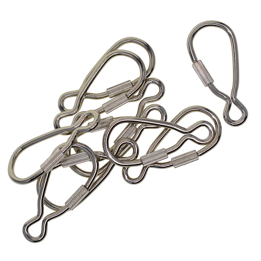 10 Pieces Durable Steel Screw Lock Carabiner Buckle Clip Keychain Hiking Climbing Backpack Key Ring Hook, 46x21mm