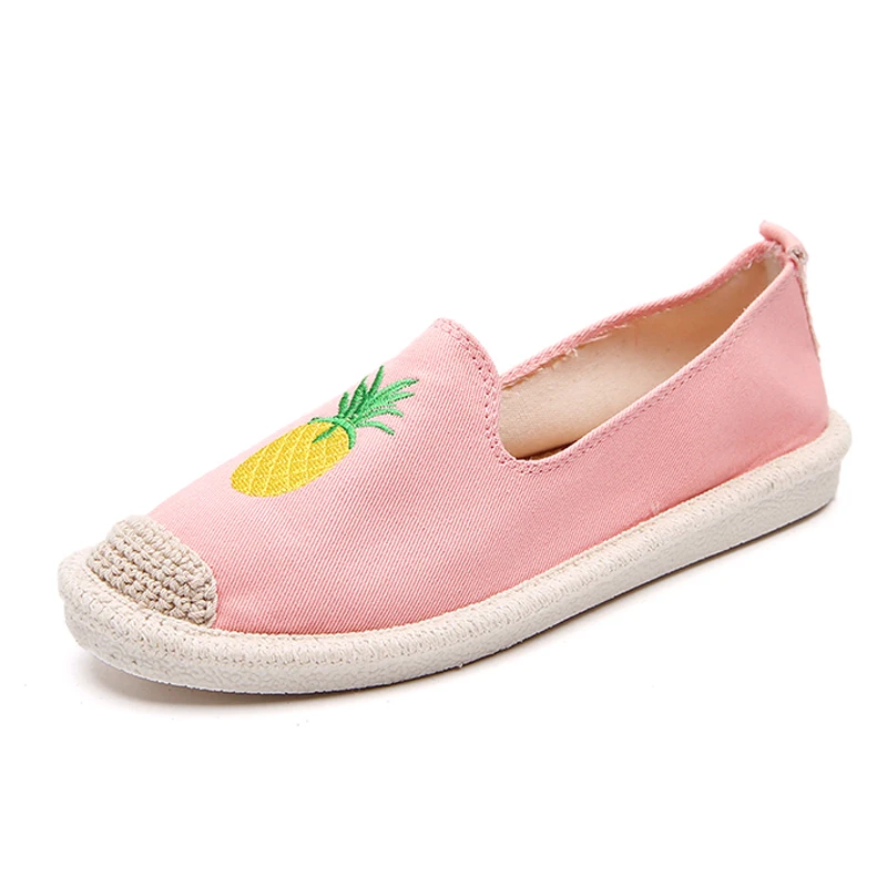 Fleur Xwd6587 34 Chanvre Femme blue Femmes Sur 2018 Mocassins Ananas Grand Casual Broder pink black Beige 40 Glissent Confortable Taille Hee Chaussures Appartements wCqIfnF