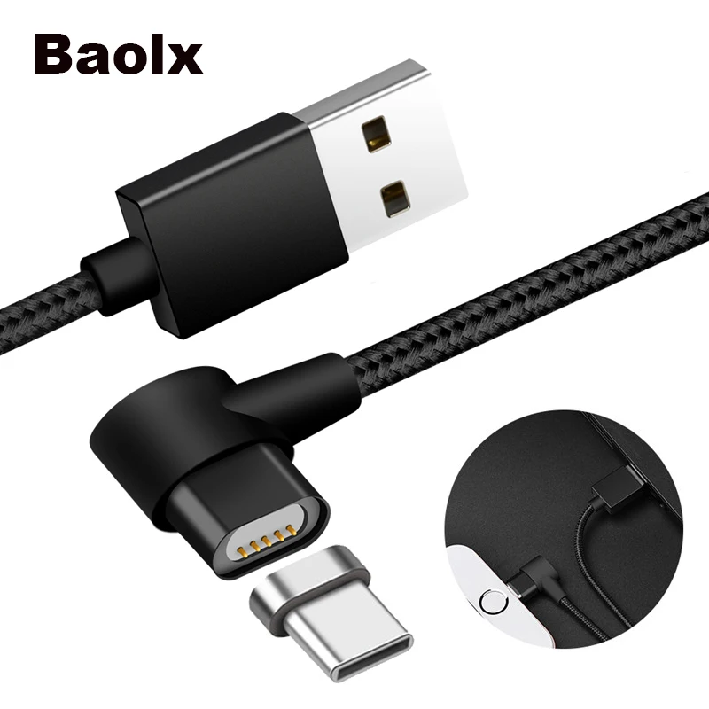 

1M 90 Degree Magnetic Cable Type C USB Fast Data Charging Cable USB C Magnet Charger Mobile Phone cables For Samsung oneplus