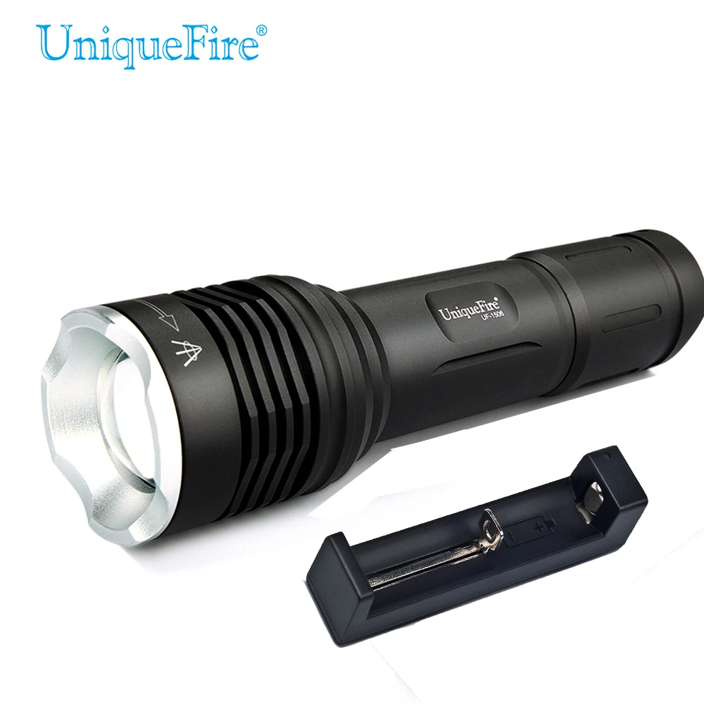 UniqueFire Free Shipping 5 Mode Black 1506 XML LED Zoomable Flashlight+Charger 1200 Lumen 20mm Convex Lens Invisible Led Torch | Лампы и