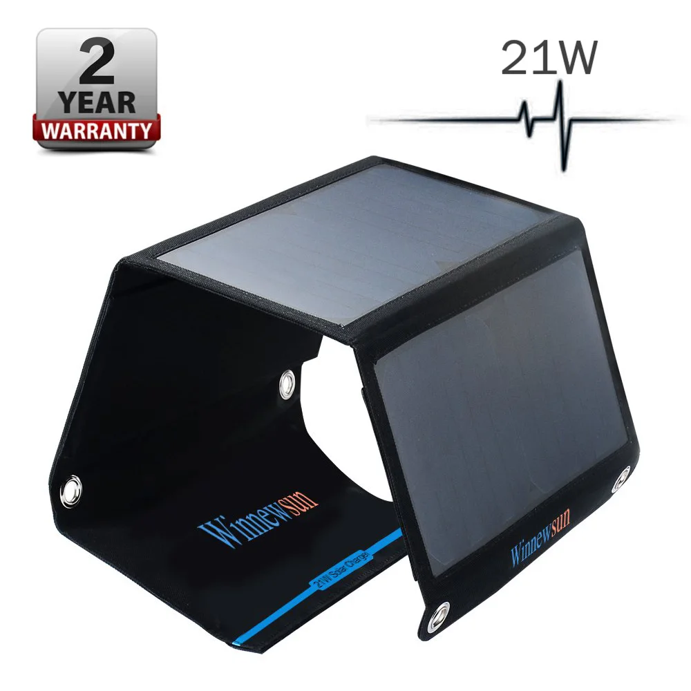 

Winnewsun 21W 5V Solar Panel Polycrystalline Charger Sun Power Solar Cells 2 supports For Mobile Phone Tablet Safe Solar Panel