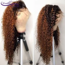 1B 30 Lace Front Wig Brazilian Remy Curly Hair Ombre Human Hair Colored Wigs Pre plucked