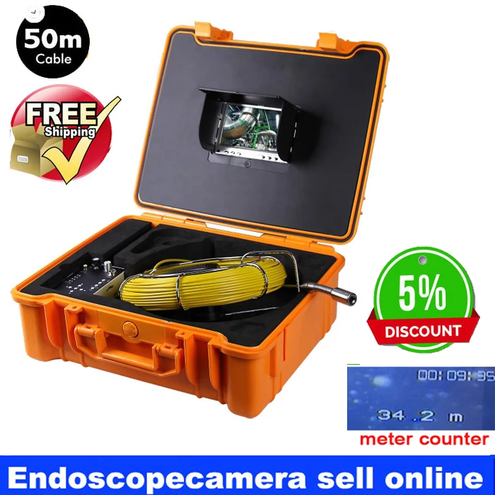 50m Bestwill 7 Inch Portable Underwater Endoscope Pipe Car Sewer Snake