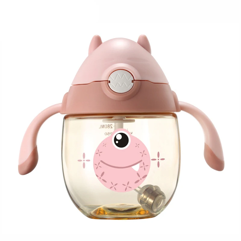 Baby Cute Training Drinker Children Drinking Handle Kettle BPA Free Toddler Leak-Proof Soft Straw Bottle Infant Sippy Cup MY0031 (1)