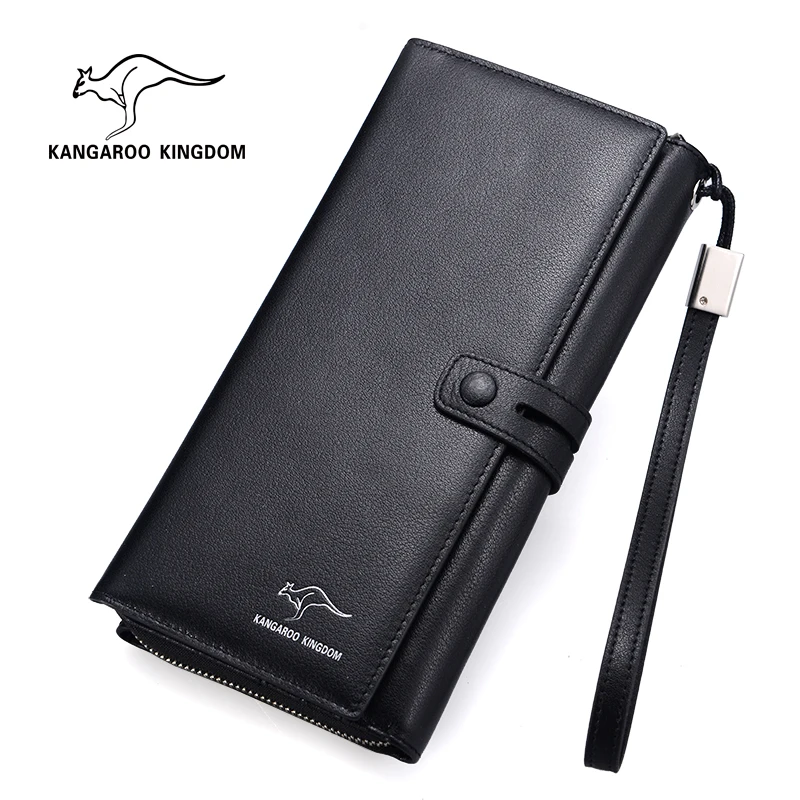 

KANGAROO KINGDOM luxury genuine leather men wallets brand business male clutch wallet long credit card purse