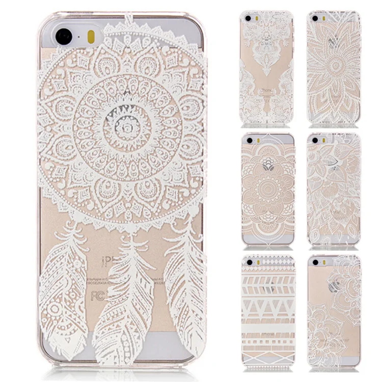 Hard Plastic Case for iPhone 5 Clear Transparent Flower