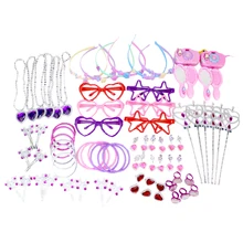 72 шт., набор для украшения дня рождения для девочек, розовые вечерние 12 видов, смешанное головное кольцо Заколка "Бабочка", повязка для волос, набор игрушек для камеры
