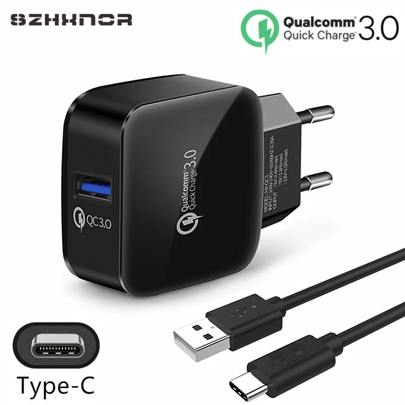 QC3.0 18 Вт USB C быстрое зарядное устройство 3 0 Быстрая зарядка для xiaomi mi 8 A1 5X 6X Honor 10 9