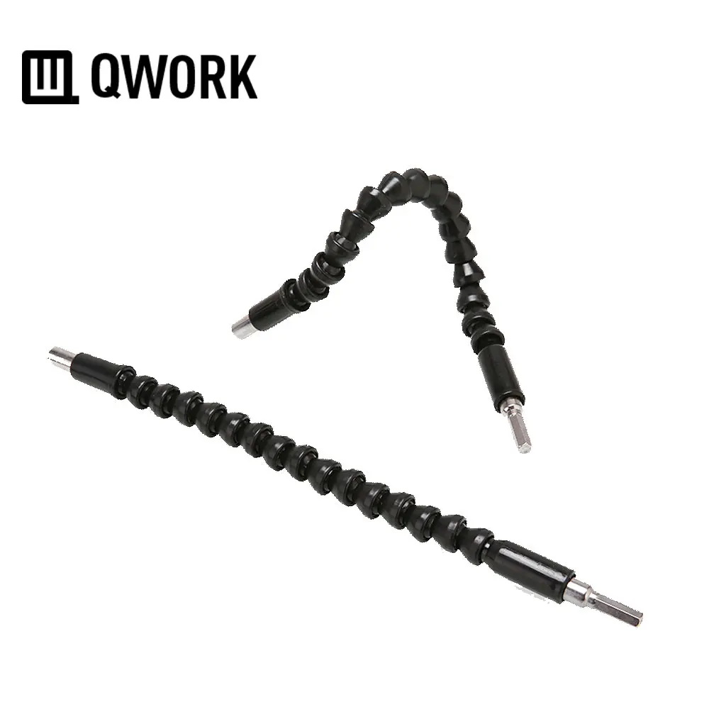 

QWORK 295mm Electronics Drill Black Flexible Shaft Bits Extension Screwdriver Bit Holder Connect Link, 1 PC