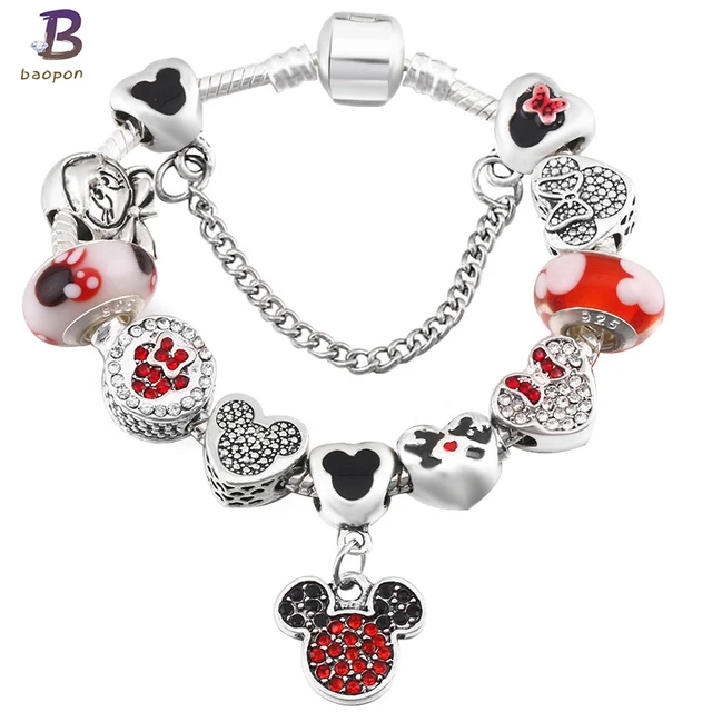 Baopon A Variety Of Design Charm Bracelet With Mickey Enamel Beads Baopon A Variety Of Design Charm Bracelet With Mickey Enamel Beads Women Child Gl Pandora Fit