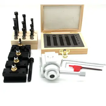

5pcs Quick Change Tool Post Holder + 9pcs 3/8" Drill Pipe + 5pcs 3/8" Carbide Blade Turning Tools For 7x10/7x12/7x14 Mini Lathes