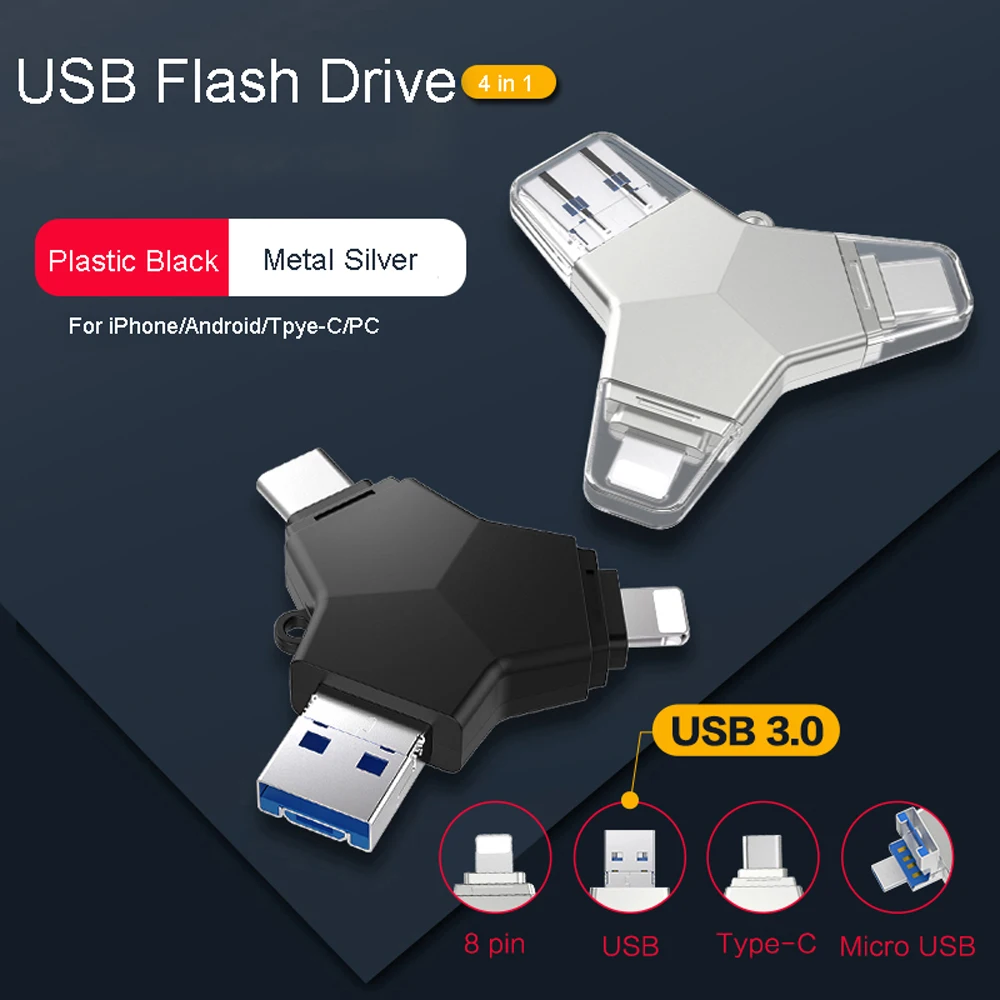 

LL TRADER 5PCS 64GB Flash Memory Stick OTG USB 3.0 Flash Disk 128GB USB For iPhone Android USB Pendrive 3.0 Flash Drive Type-C