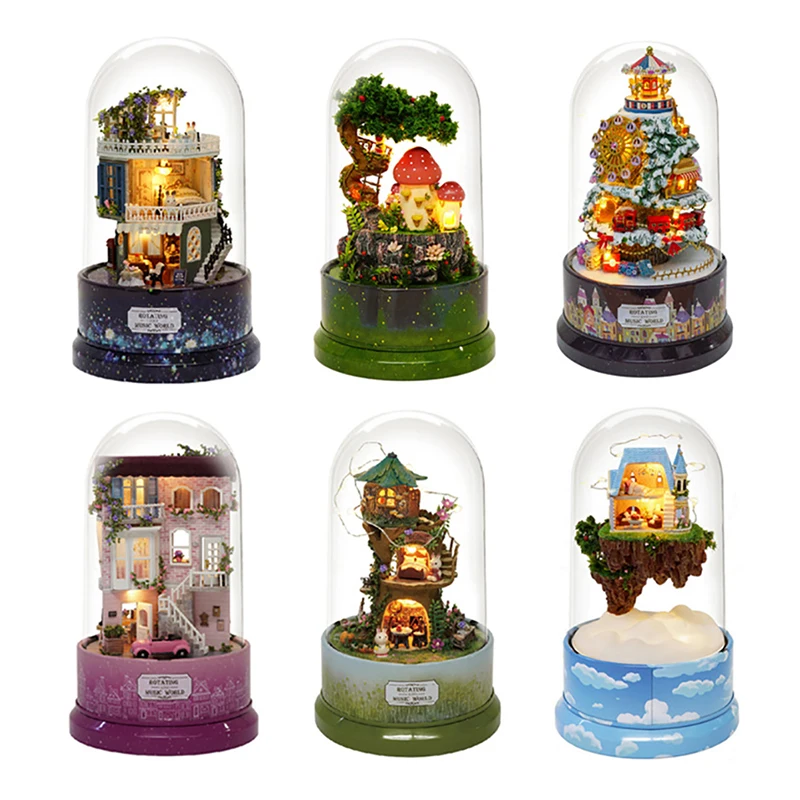 

Mini Doll House DIY Music World Light Miniature Dollhouse Miniature Furniture Assembly Blocks Creative Girls Birthday Gift B-026