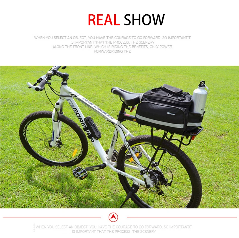 Clearance WEST BIKING Waterproof Cycling Bicycle Bike Rear Seat Road MTB Handbag Pannier Black Trunk Bag With Raincoat Bicycle Accessories 9