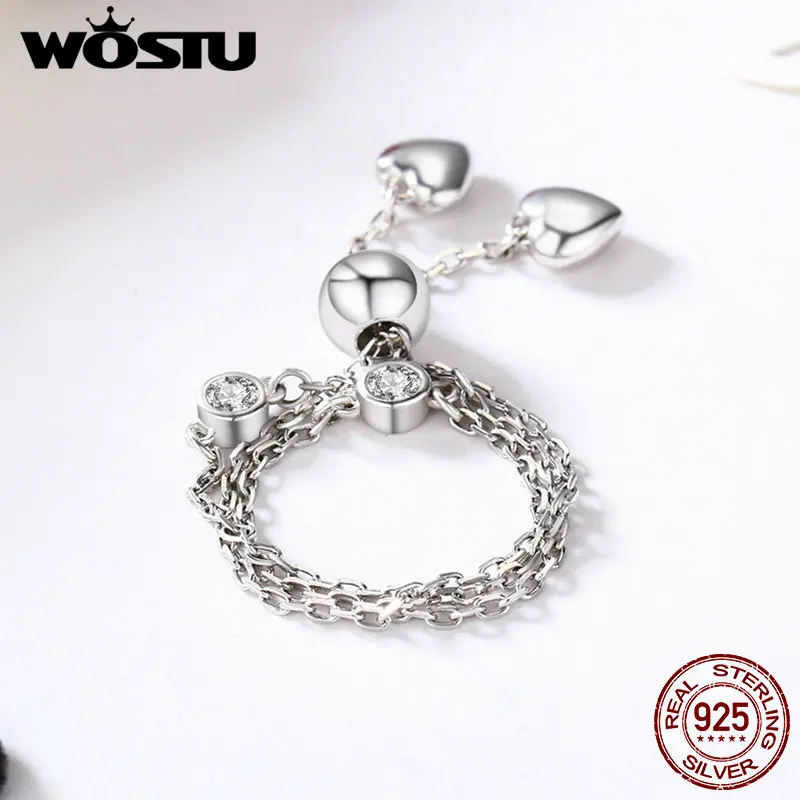 WOSTU New Design 100% 925 Sterling Silver Two Pattern Chain Bracelet For Women Sterling-Silver-Jewelry DIY Gift CQB032