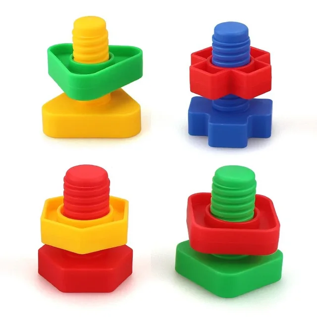 5 Set Screw building blocks plastic insert blocks nut shape toys for children Educational Toys montessori scale models 2