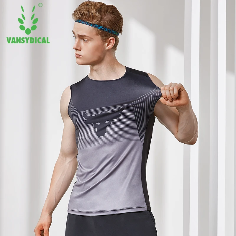 

Men's O-Neck Running Training Vests Stretch Gym Tops Printed Fitness Workout Shirts Quick Dry Basketball Tanks