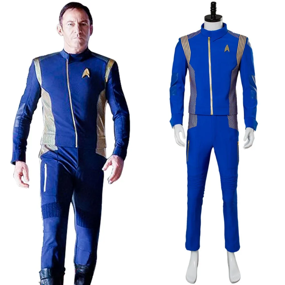 Star Trek Discovery Captain Lorca Uniform Cosplay Costume Blue Mens Command Suit