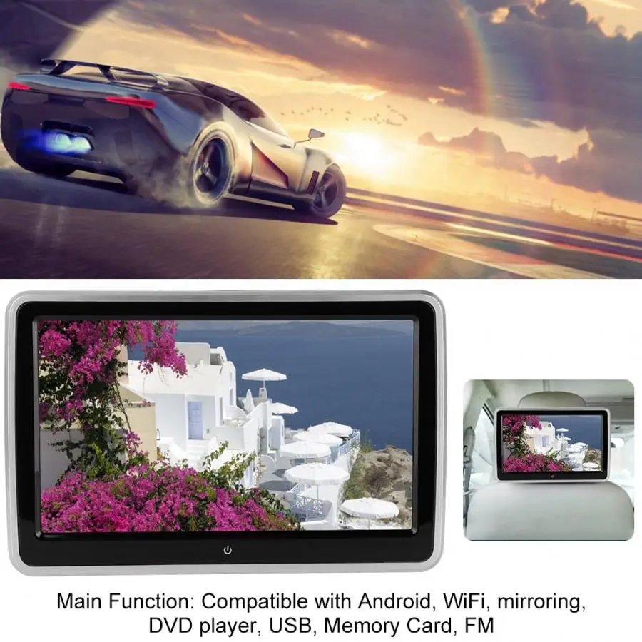 Flash Deal Car Multimedia Player Qiilu Car DVD 10.1 Inch Big Screen HD Display Car Headrest DVD MP5 Video Player Portable Monitor 0