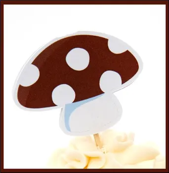 

Brown Mushroom Cupcake Toppers wedding bridal baby shower engagement birthday Party treat food picks photo booth props