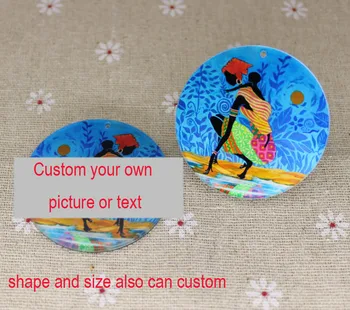 

Personalized Custom Colorful Printing Afro Africa Big Size Earring Charms 2 Sided Custom Logo Text Picture 50pcs/lot