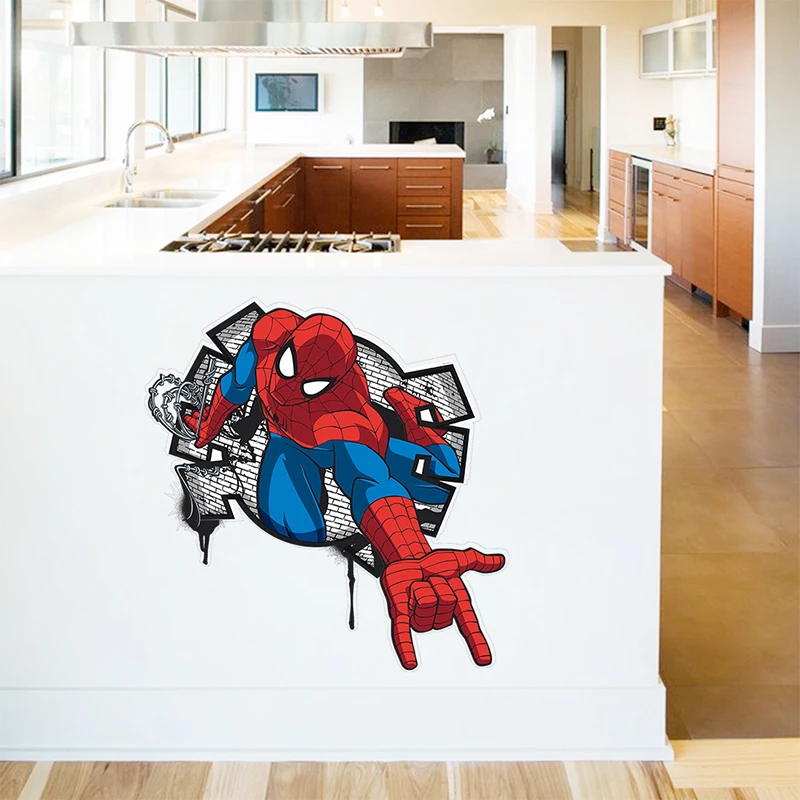 Spiderman Super Heroes Wall Stickers Kids Nursery Room Decoration Avengers Home Bedroom PVC Decal Cartoon Movie Mural Art Poster