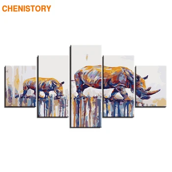 

CHENISTORY Frameless 5panel Animals DIY Painting By Numbers Kit Modern Wall Art Picture Acrylic Paint By Numbers For Living Room