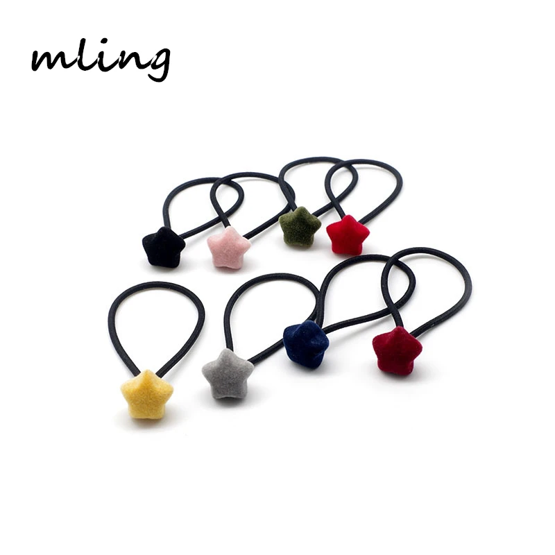 

8Pcs Girls Elastic Hair Band Flannelette Star Hair Rope High Elastic Cute Sweet Hair Tie Rubber Band Women Hair Accessories