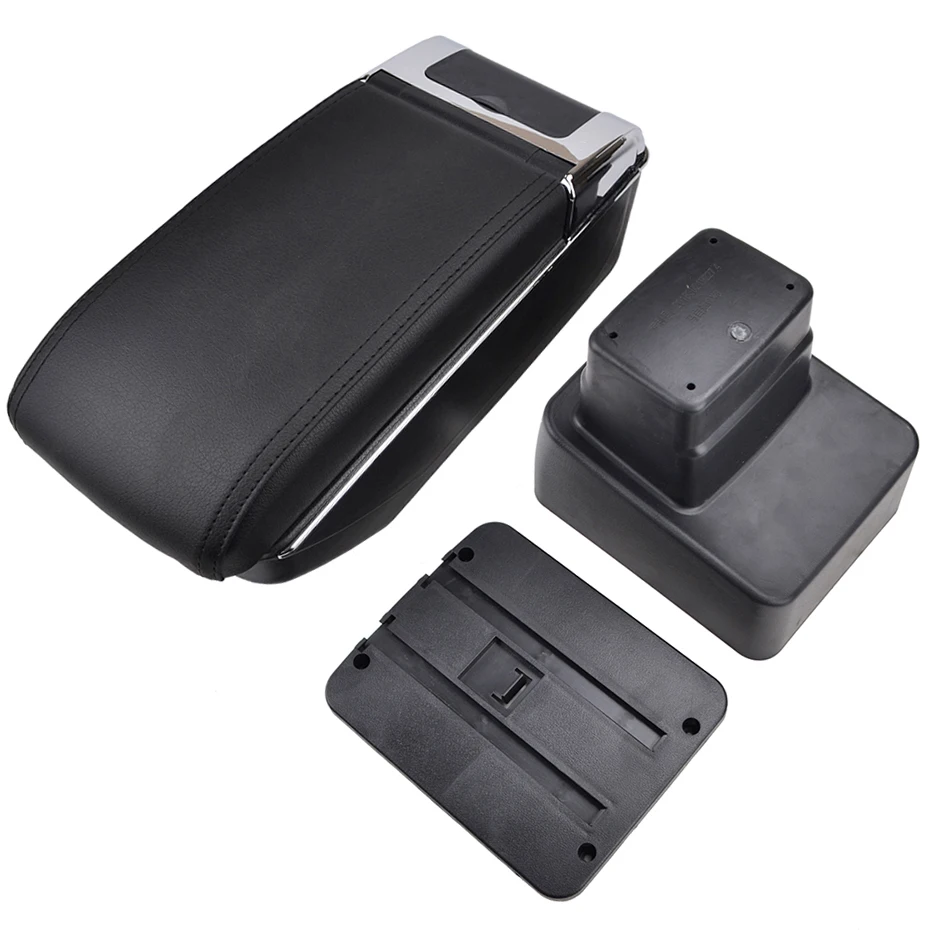 Dual-Layer Black Leather Arm Rest For CX-3 2015-2018 Centre Console Storage Box Armrest