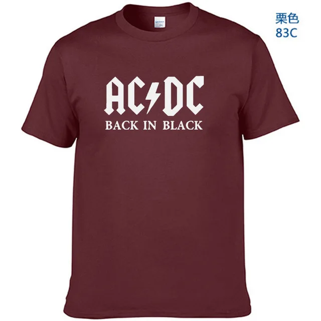 Camisetas AC/DC Группа рок футболка мужская ACDC черный Графический футболки с принтом Повседневная с круглым вырезом хип хоп короткий рукав хлопок Топ - Цвет: Wine Red-W