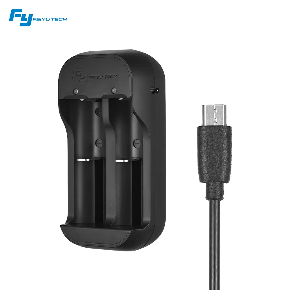 FeiyuTech с двумя слотами Батарея Зарядное устройство с USB кабель для 16340/18350/18650/22650 Батарея для G5 SPG G4 серии WG Gimbal