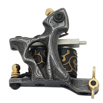 

5Pcs/lot Professional Damascus Tattoo Machine 10 Wrap Coils Iron Cast Frame Custom Tattoo Gun For Liner Shader DTM-6035-Q7