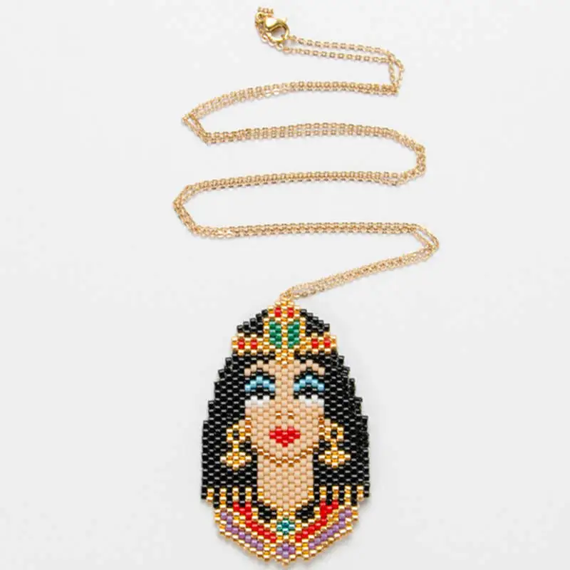 

Go2boho Cleopatra Necklace Delica MIYUKI Necklaces Pendant Jewelry Queen Of Egypt Choker Women Gift Handmade Loom Woven Beadwork