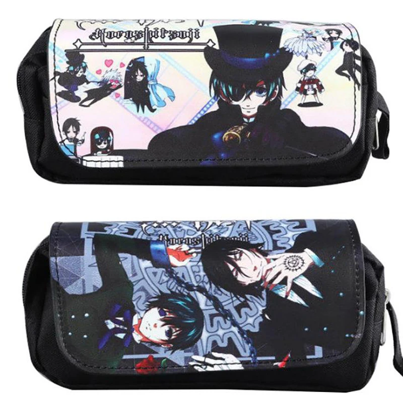 

1 Pcs Cartoon Japanese Anime Black Butler Kuroko Basketball Pencil Case Large Capacity Double Layer Zipper Pencil Bag Stationery