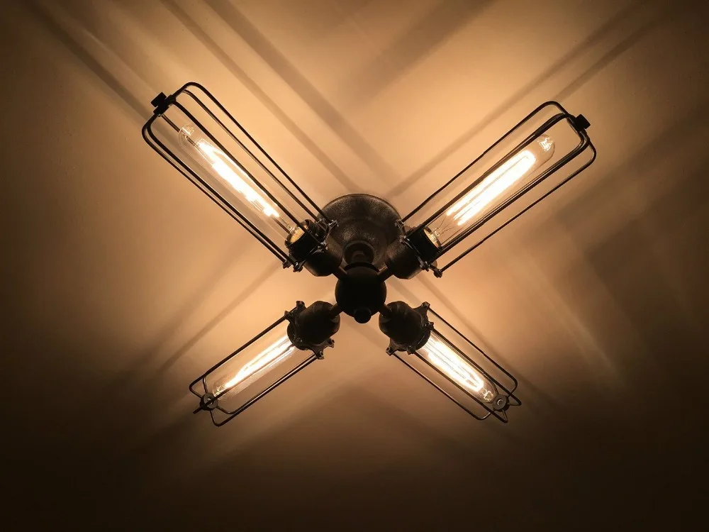 Vintage Industrial Metal Cage Ceiling Lamp Steampunk Art
