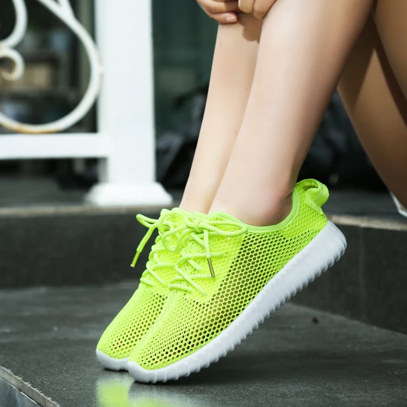 Обувь для Босиков, женские кеды из легкой сетчатой ткани, Новая классная прогулочная обувь, женская зеленая спортивная обувь, розовая Женская спортивная обувь