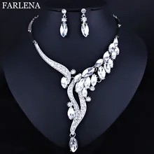 FARLENA ювелирные изделия, прозрачные хрустальные стразы, ожерелье, Комплект сережек для женщин, модные свадебные вечерние ювелирные наборы