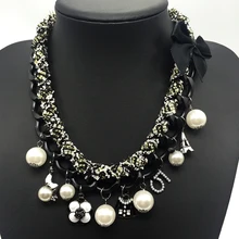Encantos Canal CC Camellia Carta 5 ABS Perla Gargantilla Collar Mujeres Collares Declaración de Joyería de Lujo de Marcas de Moda de Joyería