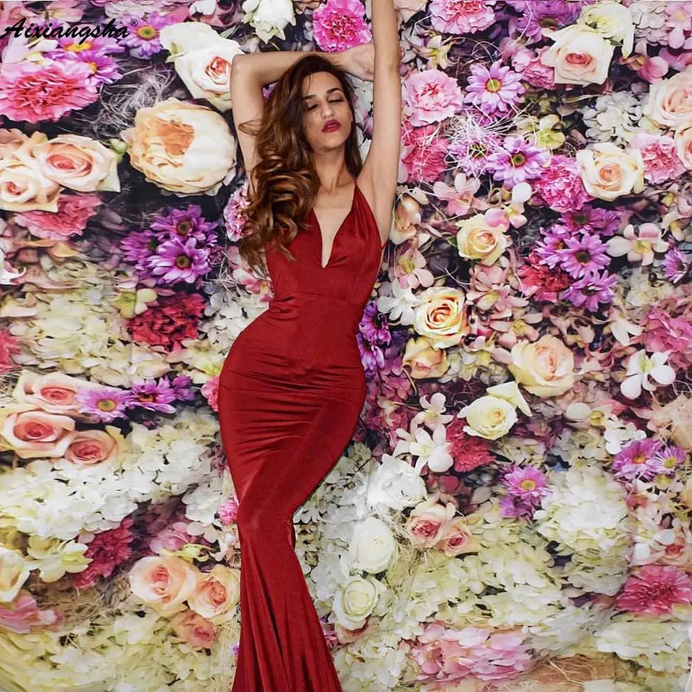 

Sexy Party Prom Gowns bestidos de gala Cheap Simple Sleeveless Mermaid V Neck Long Prom Dresses 2019