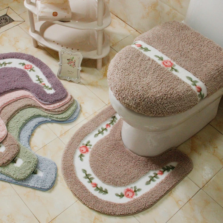 zacht viering Gevangenisstraf Bathroom Floor Mat Toilet Set 3 Pieces | Bathroom Rug Set Toilet Seat Cover  - Style - Aliexpress